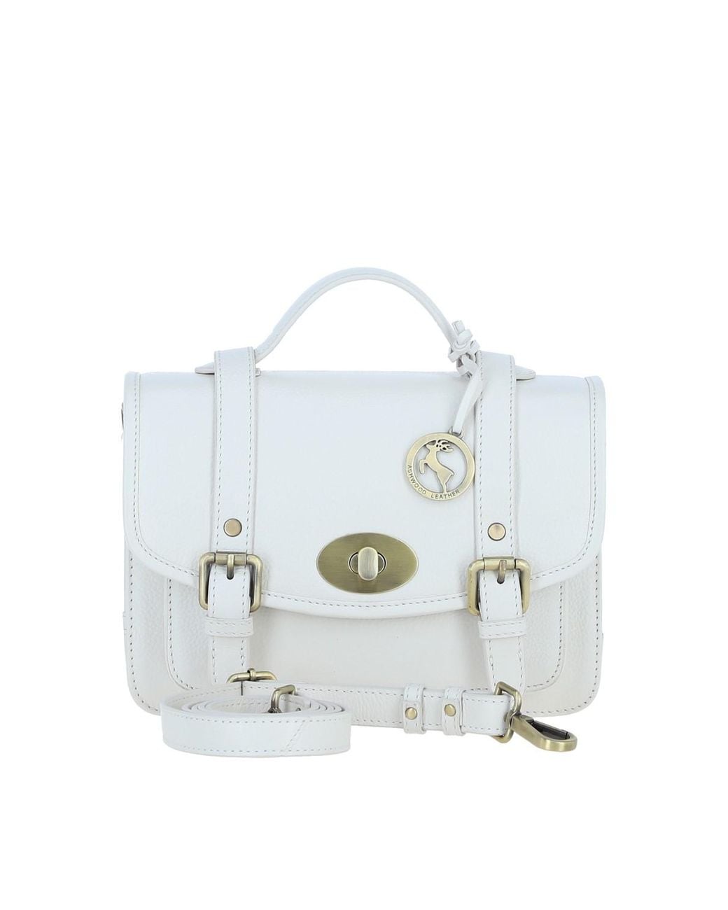 Ashwood Leather White Stylish Real Large Satchel Bag