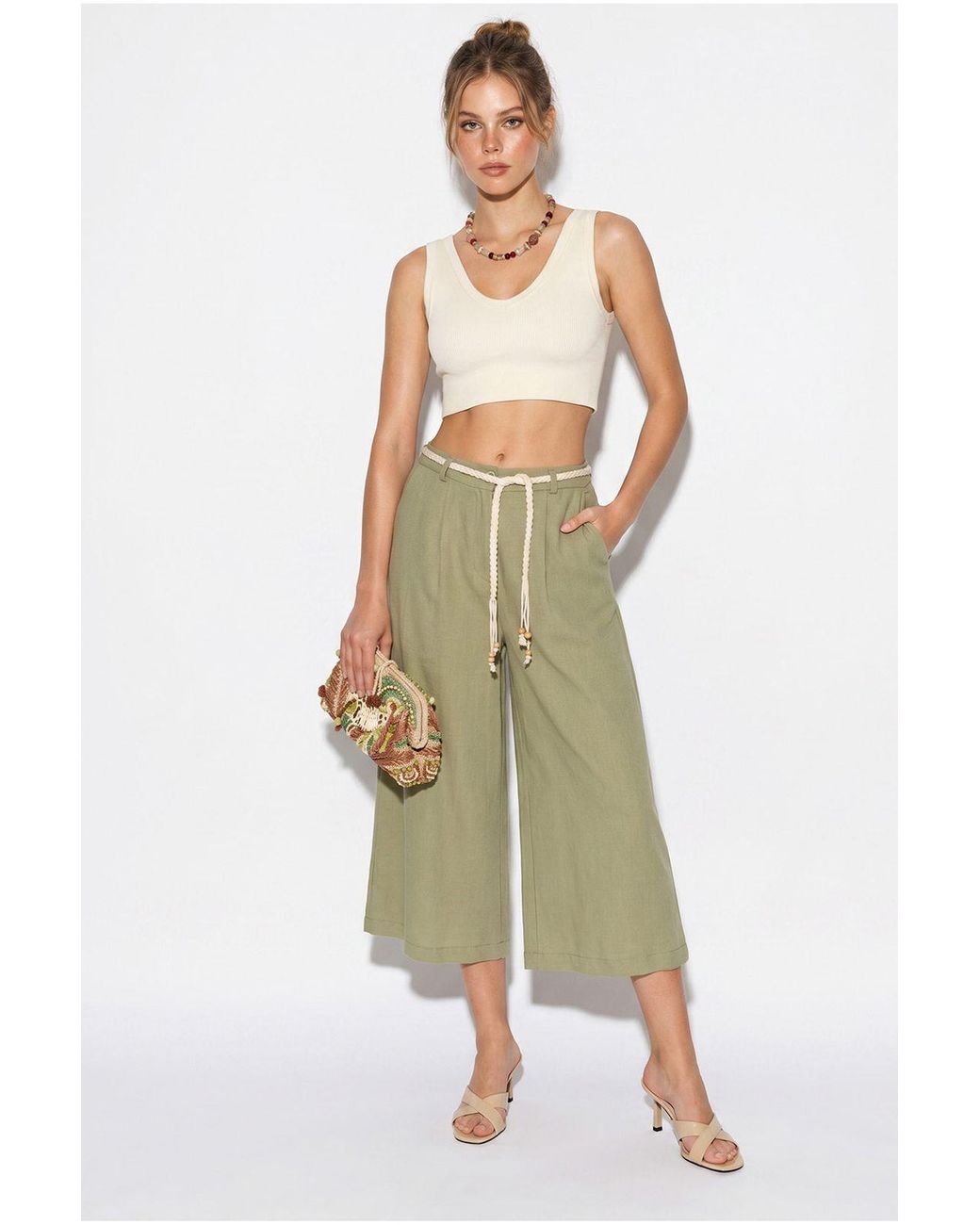 Bianco Lucci Natural Culotte Pants