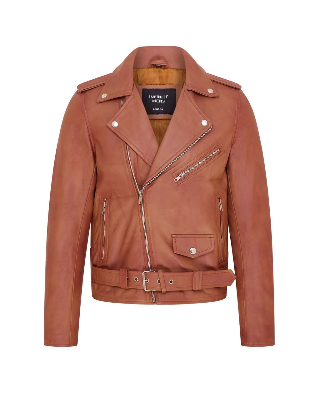 Infinity Leather Orange Classic Brando Biker Jacket for men