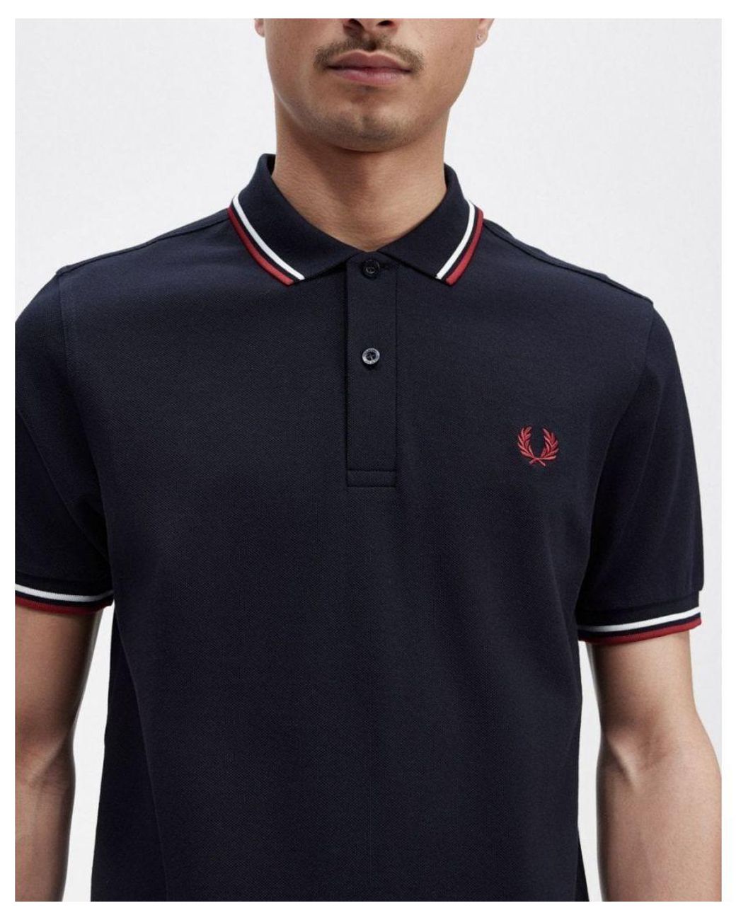 Fred Perry Blue Twin Tipped Signature Polo Shirt Nos for men