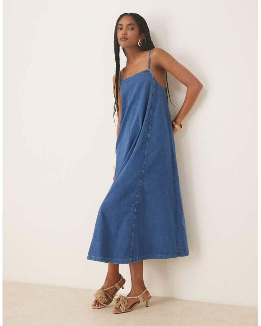 Nobody's Child Blue Jazmine Trapeze Denim Midi Dress
