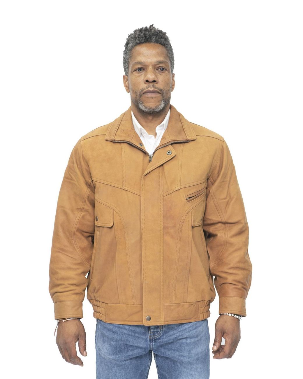 Infinity Leather Blue Classic Harrington Bomber Jacket-Minsk for men