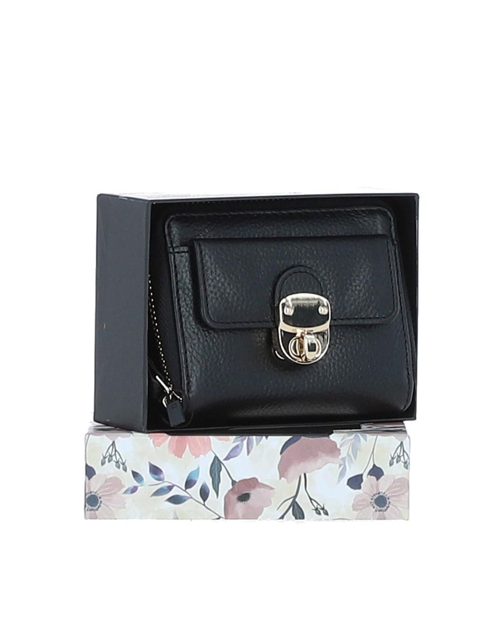 Ashwood Leather Black Stylish Compact Ladies Purse With Rfid Protection