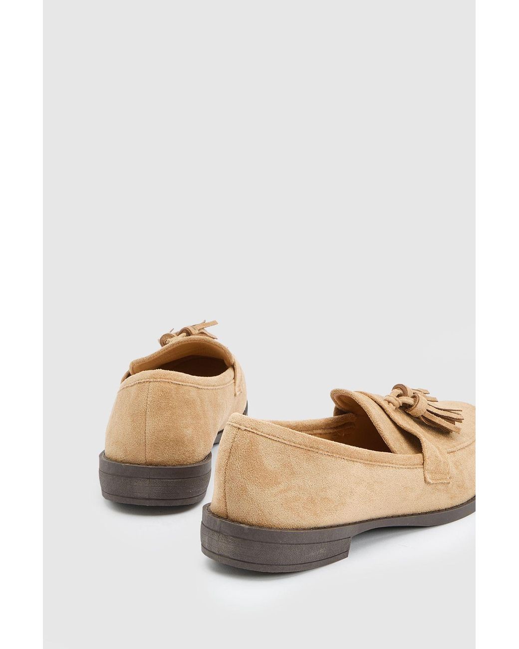 Good for the Sole Natural Lola Faux Suede Flexi Tassel Detail Loafers