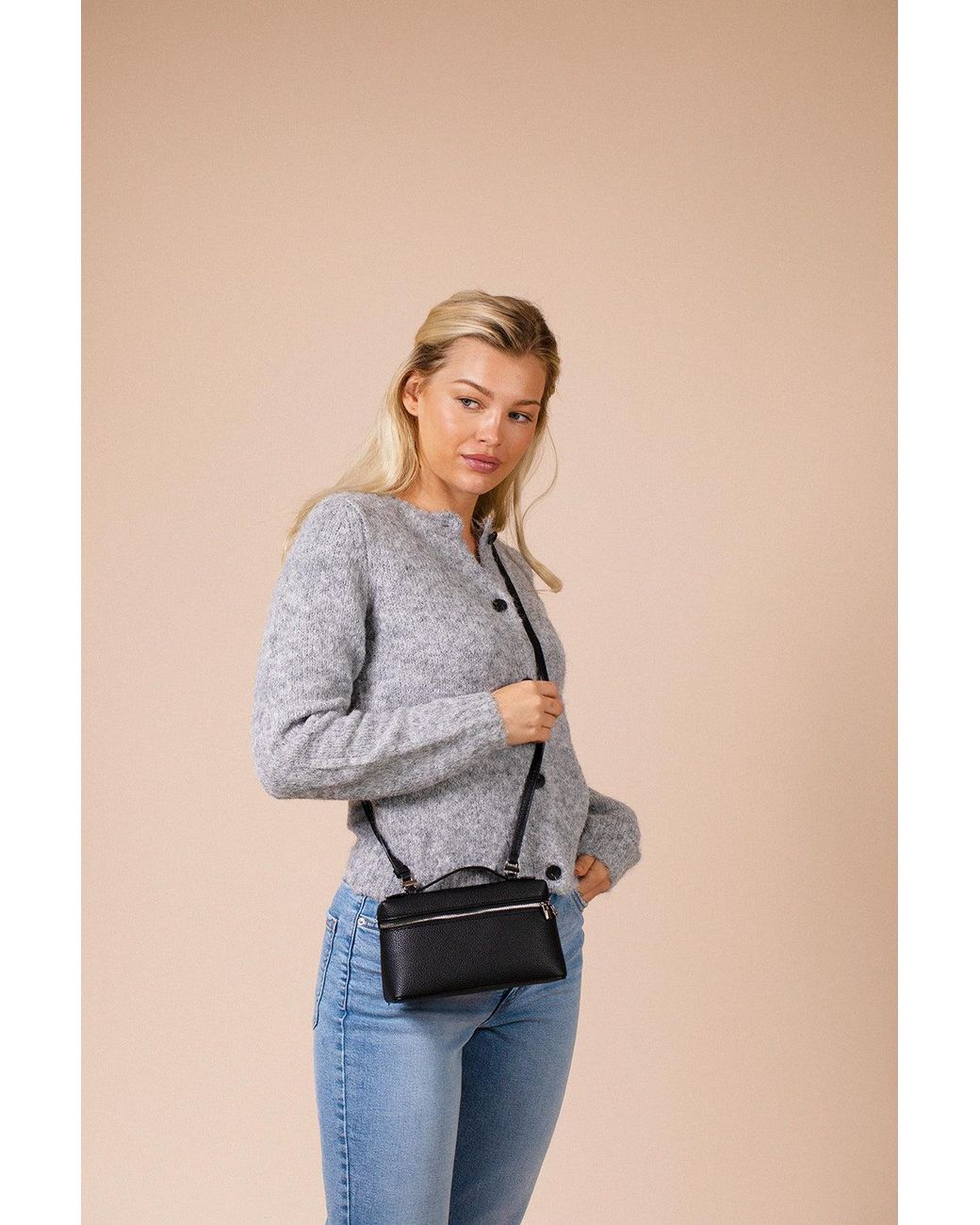 SVNX Natural Faux Leather Crossbody Satchel