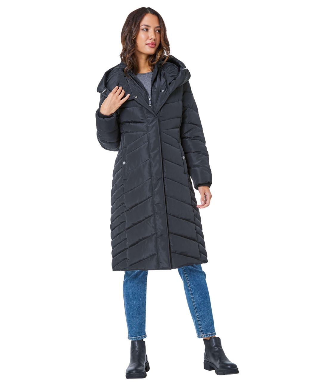 Roman Blue Hooded Quilted Coat