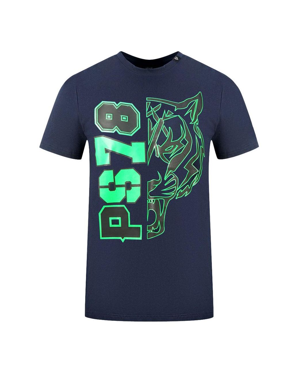 Philipp Plein Blue Ps78 Design Logo T-Shirt Cotton for men