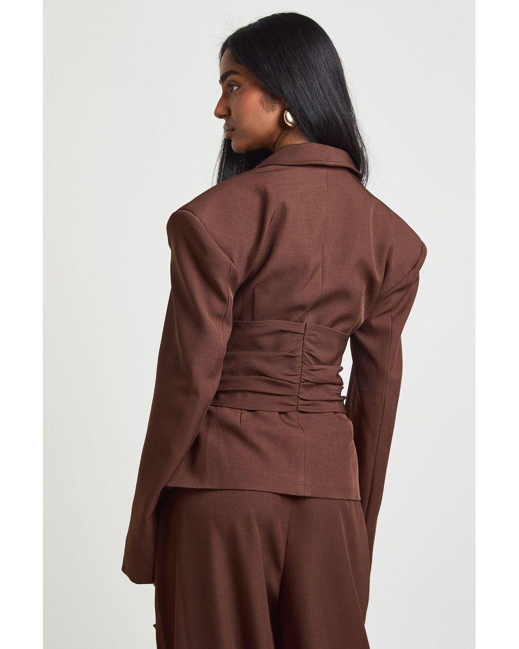 Boohoo Brown Obi Tie Waist Blazer