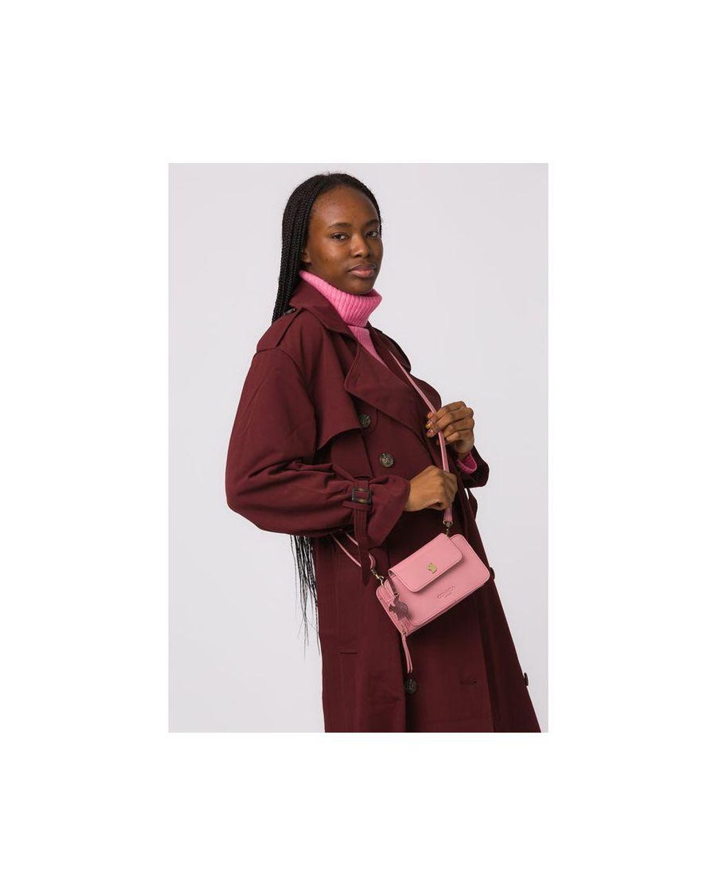 Conkca Pink 'Little Wonder' Blush Leather Cross Body Clutch Bag