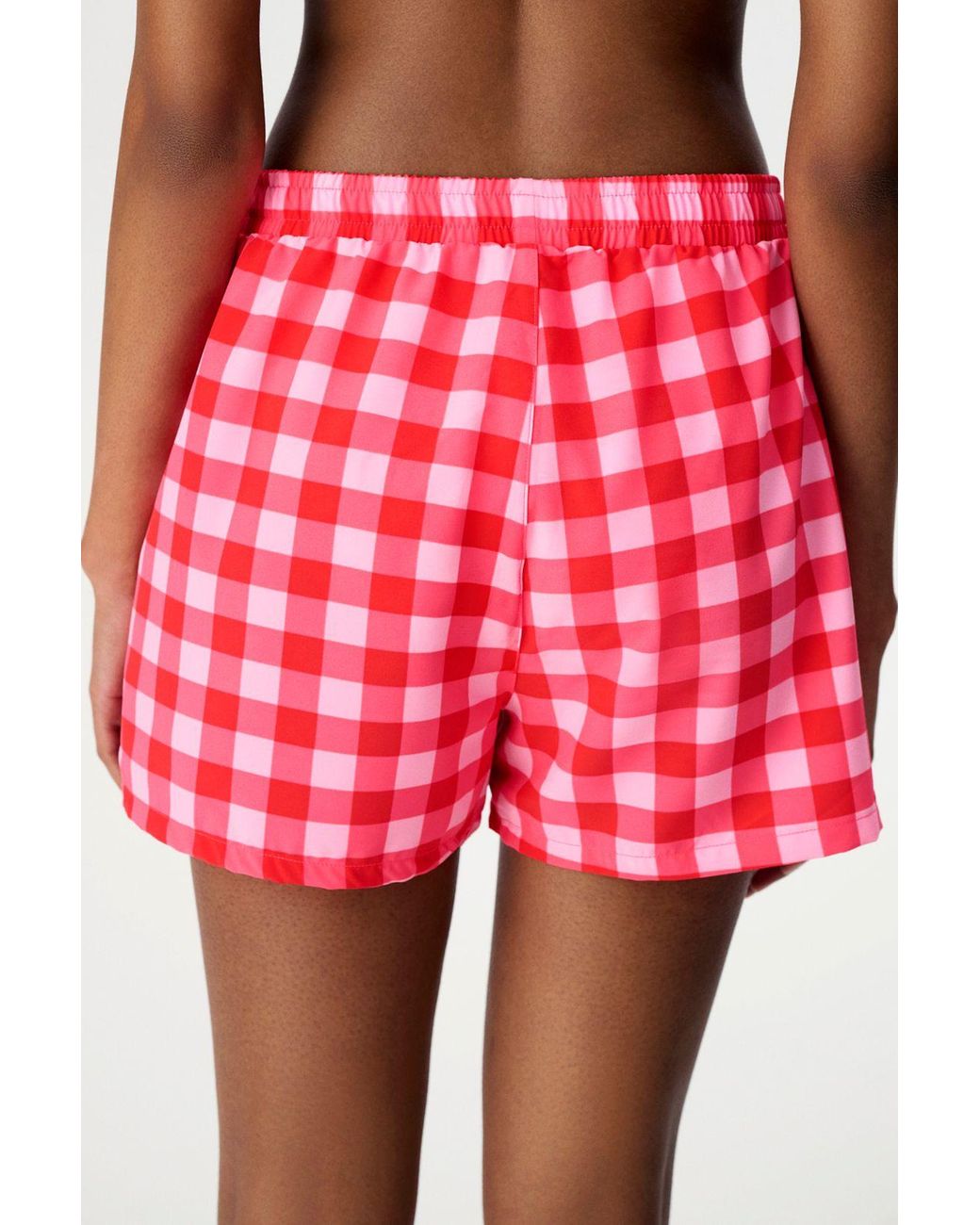 Penti Red Gingham Pull-On Board Shorts
