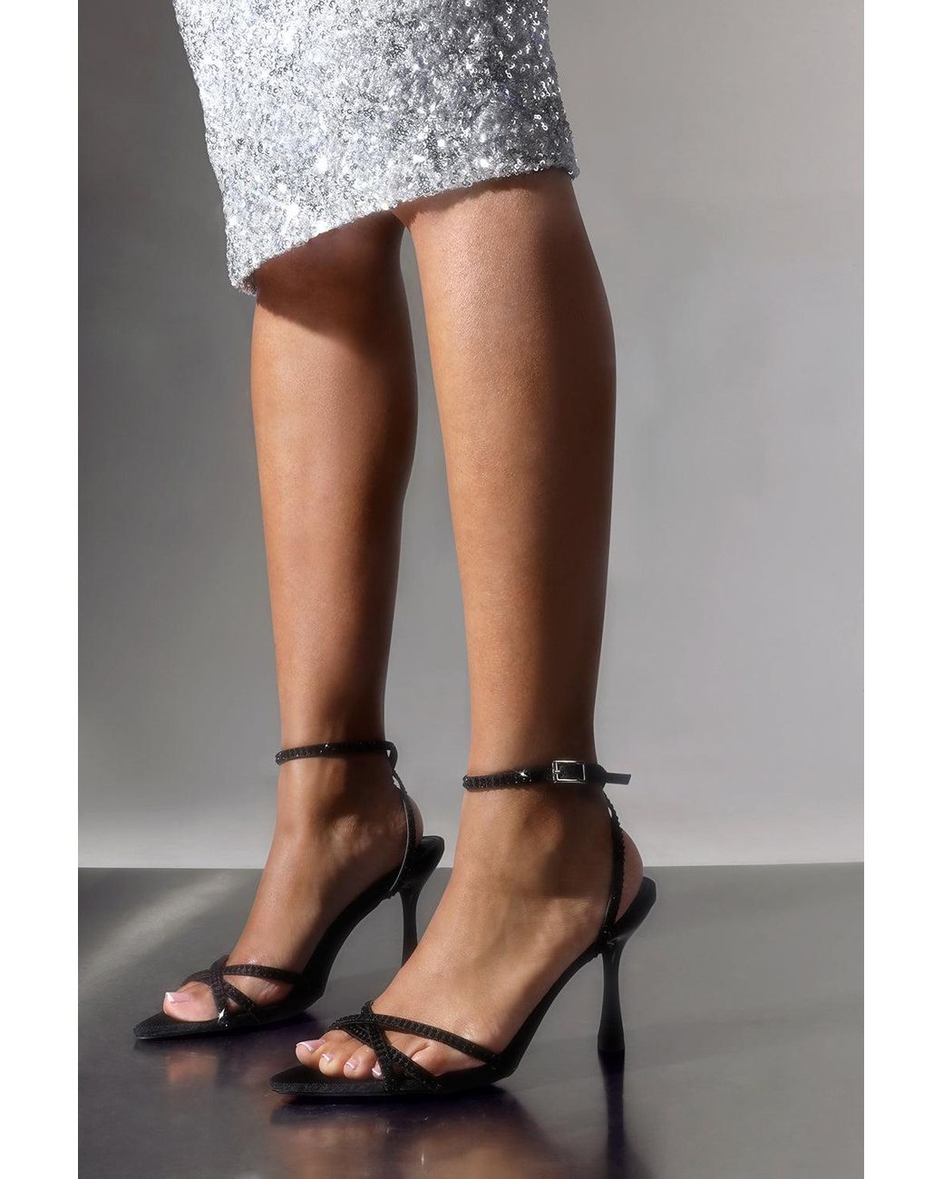 Where's That From Black Wheres 'Zenia' Wrap-Around Straps Stiletto Heel
