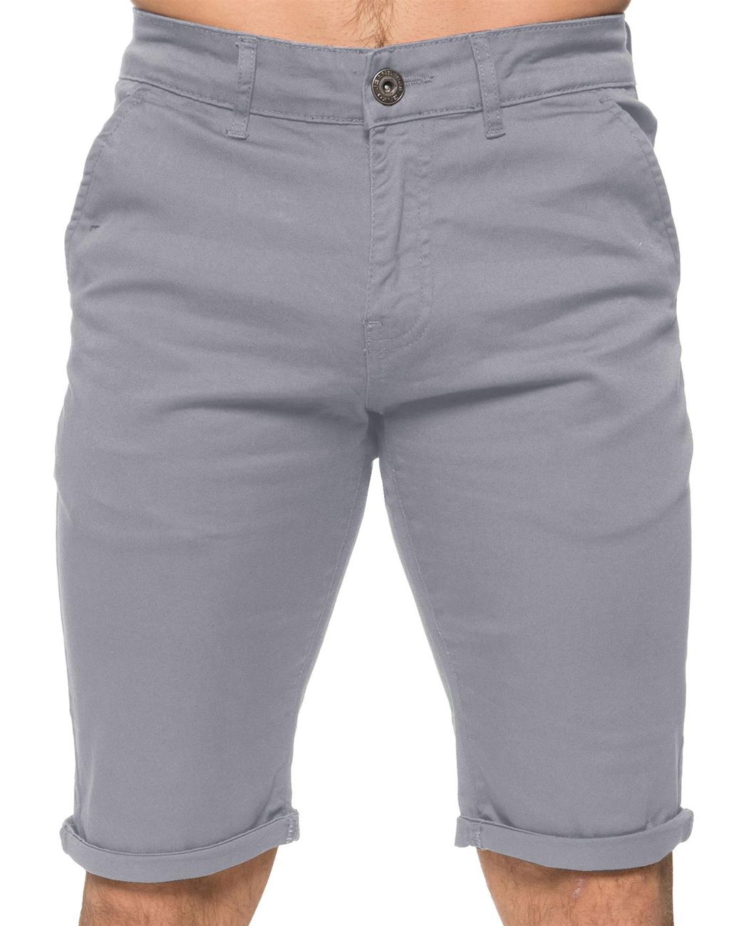 Enzo Gray Slim Fit Stretch Chino Shorts for men
