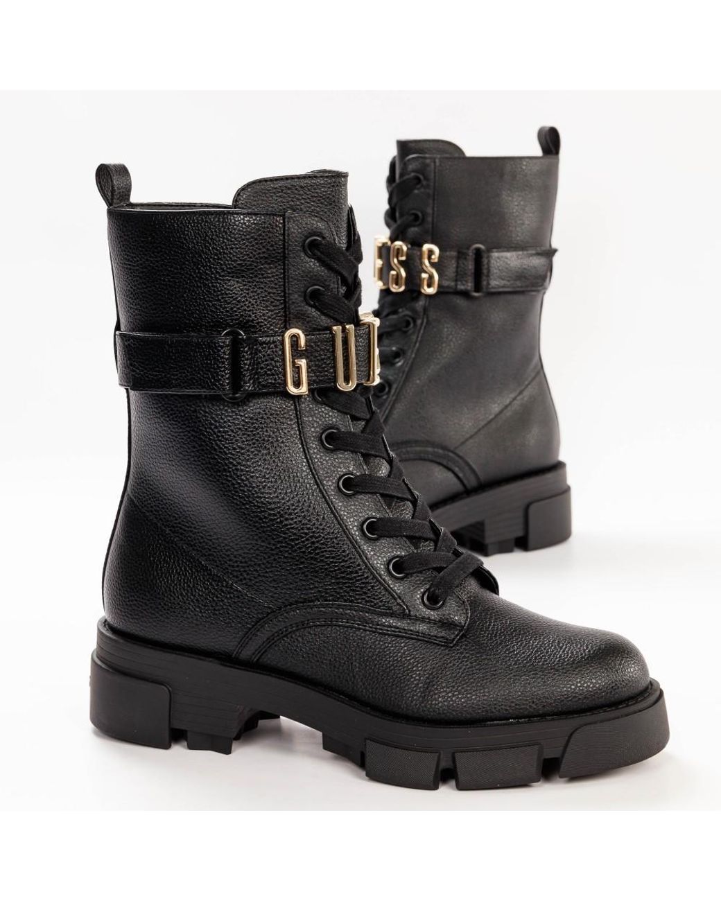 Guess Black Madox Leather Boots