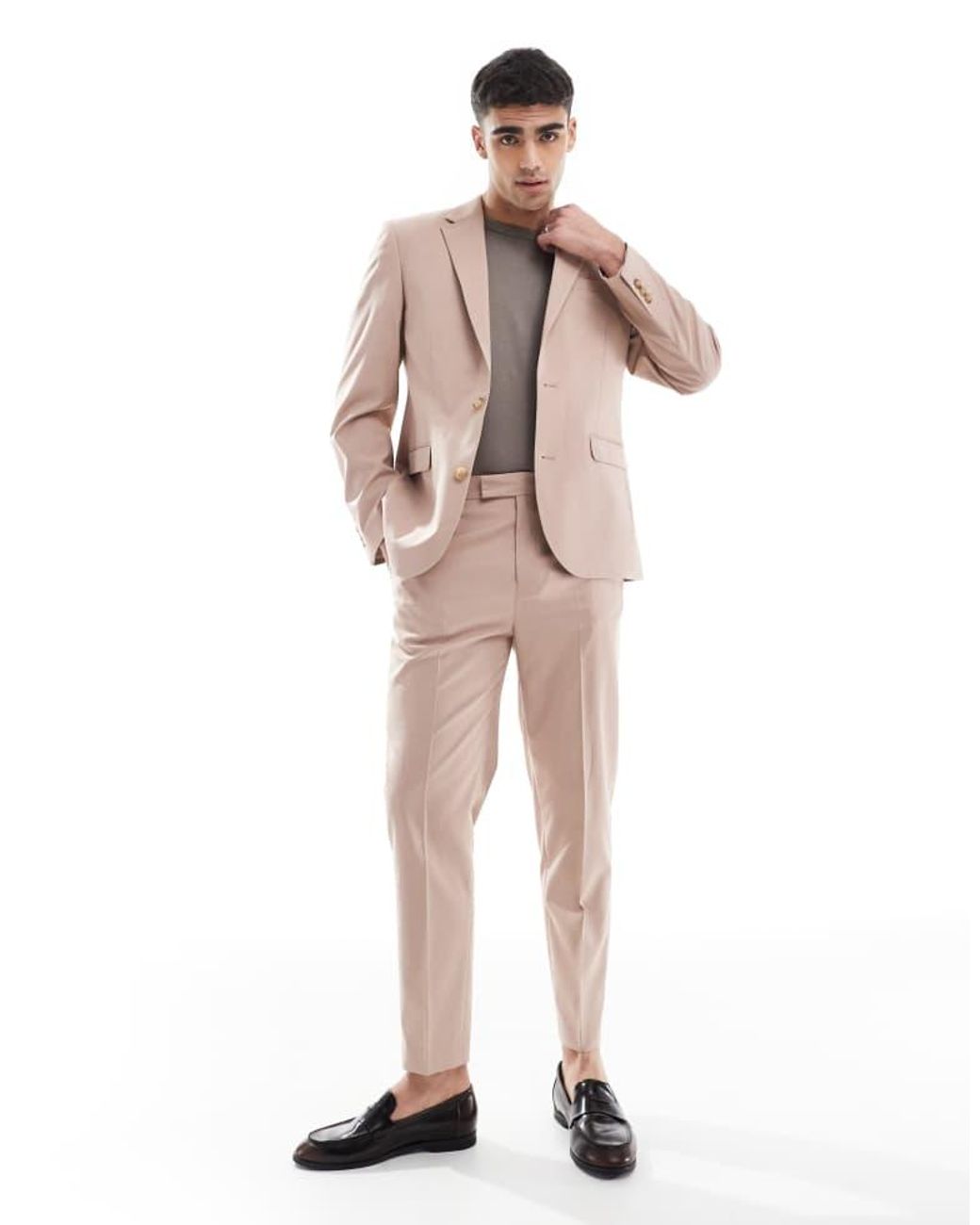 ASOS Natural Tapered Suit Trousers for men