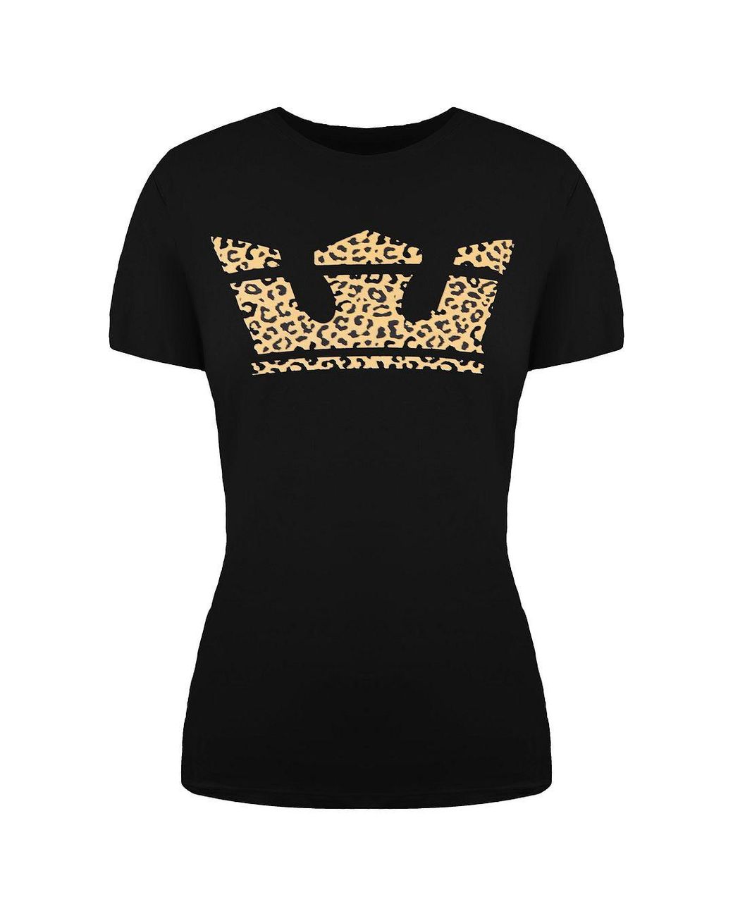 Supra Black Leopard Print Crown T-Shirt 192232 045 Cotton