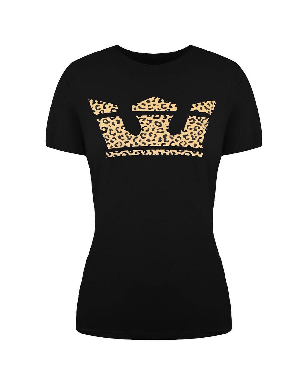 Supra Black Leopard Print Crown T-Shirt 192232 045 Cotton