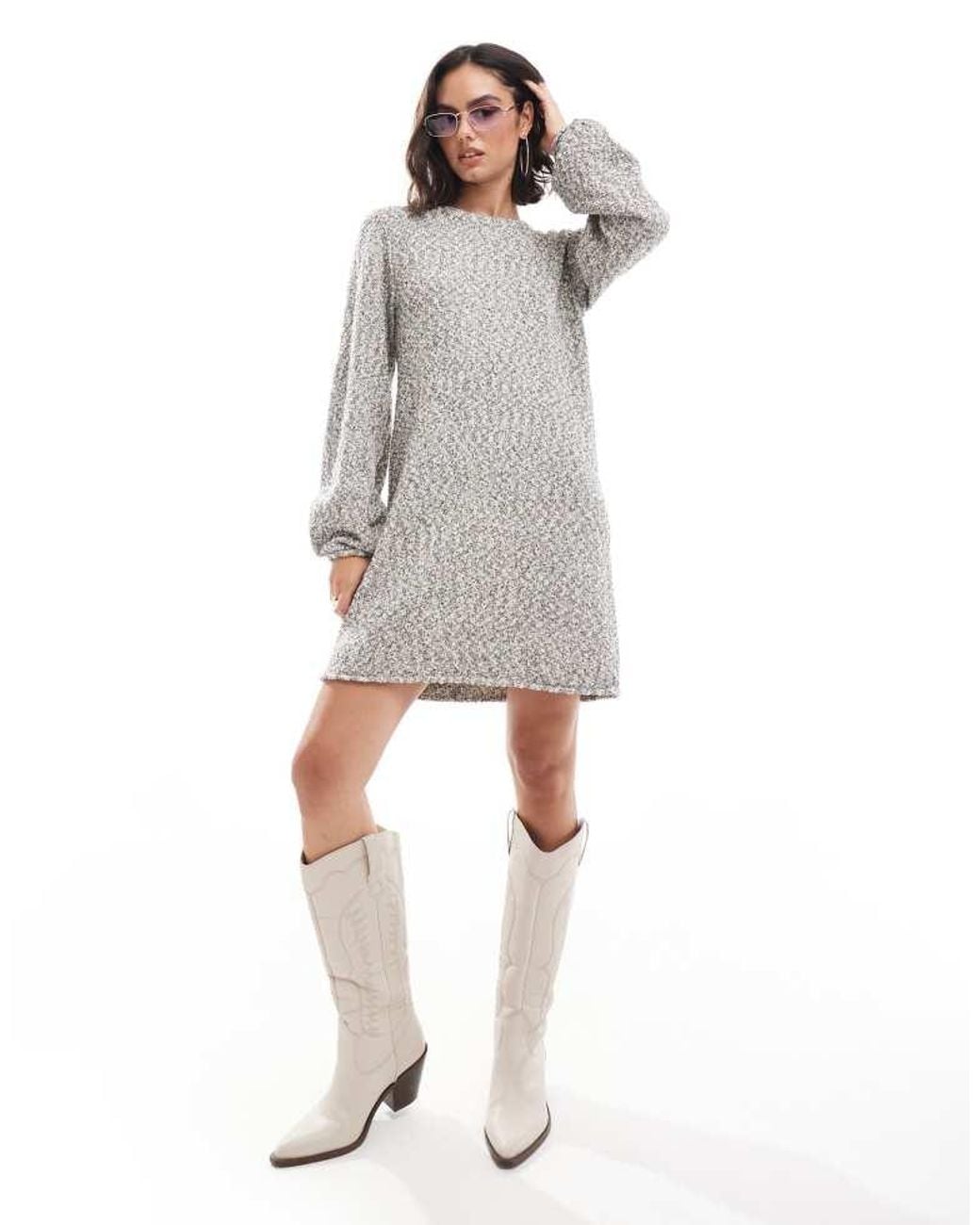 EDITED Gray Textured Knit Mini Dress