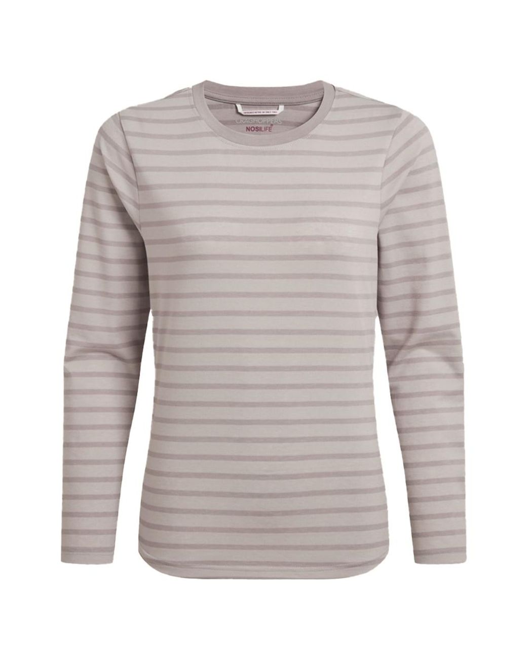 Craghoppers Gray Ladies Akona Striped Nosilife Long-Sleeved T-Shirt (Oyster)