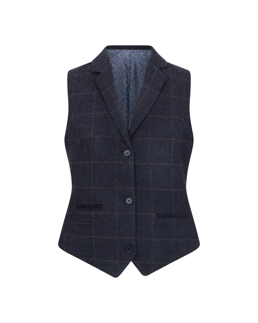 TruClothing Blue Tailored Fit Tweed Formal Waistcoat Wool