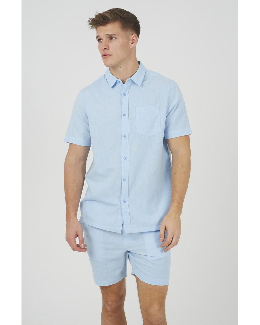 Brave Soul Blue Seersucker Shorts for men
