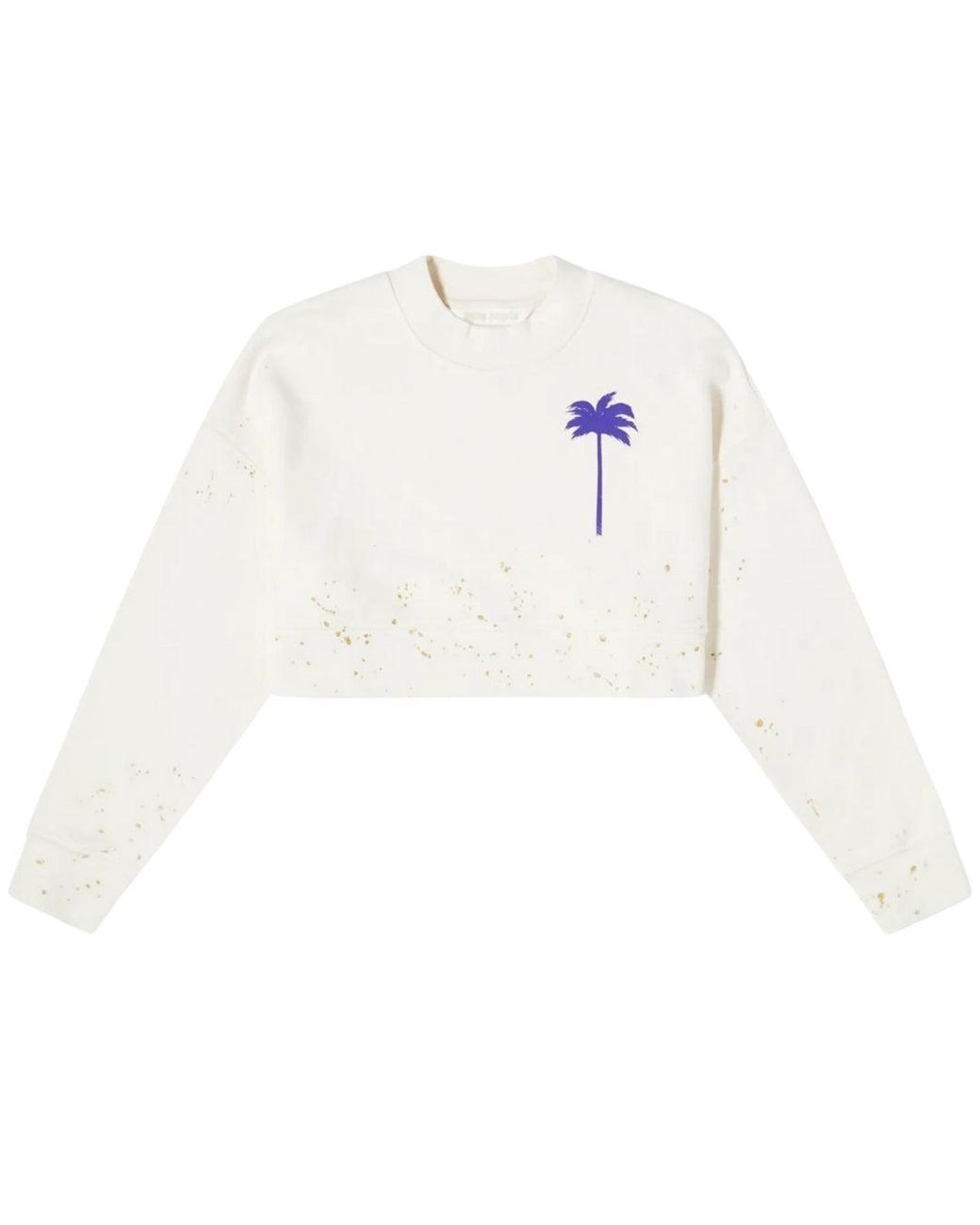 Palm Angels White Pxp Painted Cropped Crewneck Butter