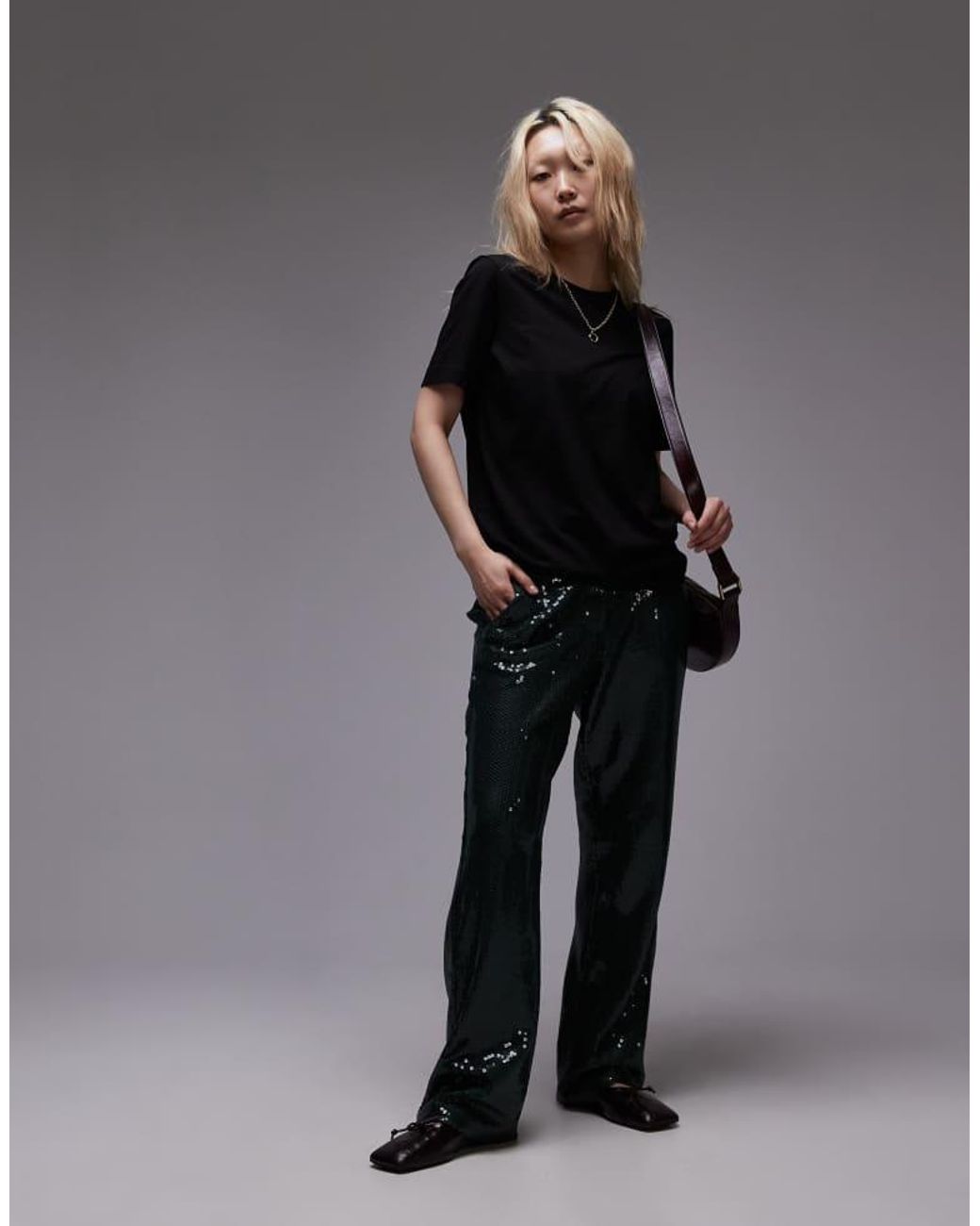 Topshop Unique Gray Sequin Tailored Trouser