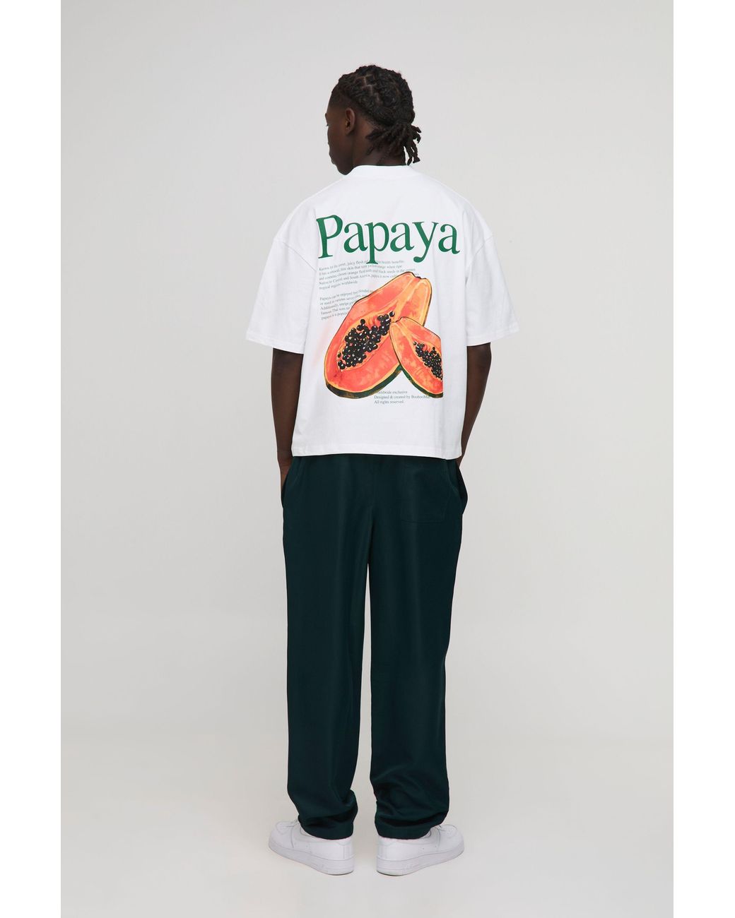 BoohooMAN Gray Oversized Extended Neck Man Papaya T-shirt for men