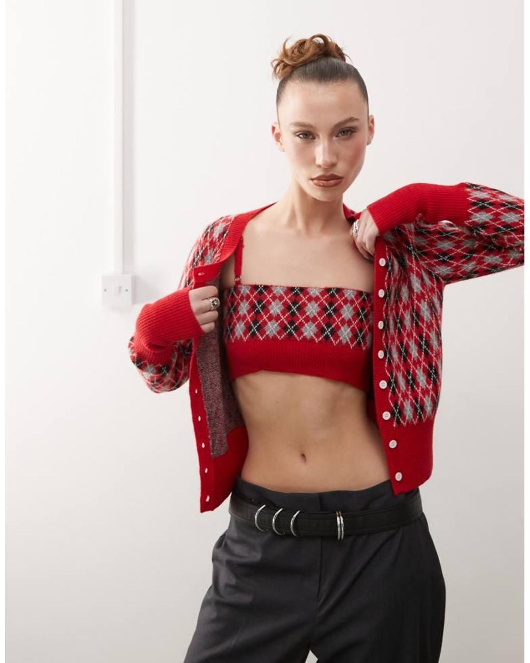 Heretic Nine Red Plaid Cropped Cami