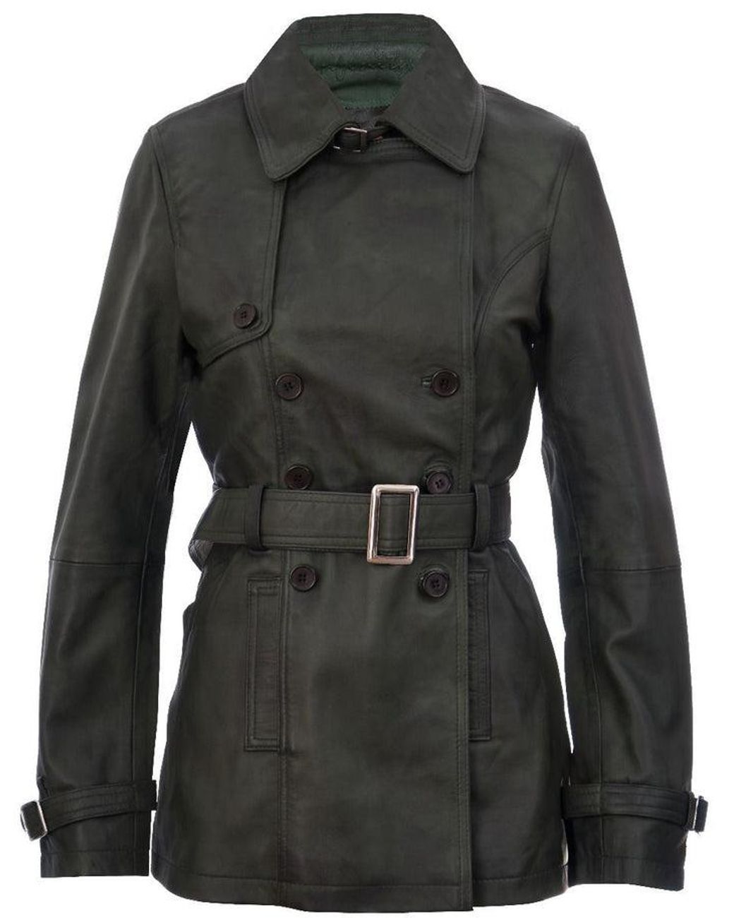 Infinity Leather Black Mid Length Trench Coat -Oakham