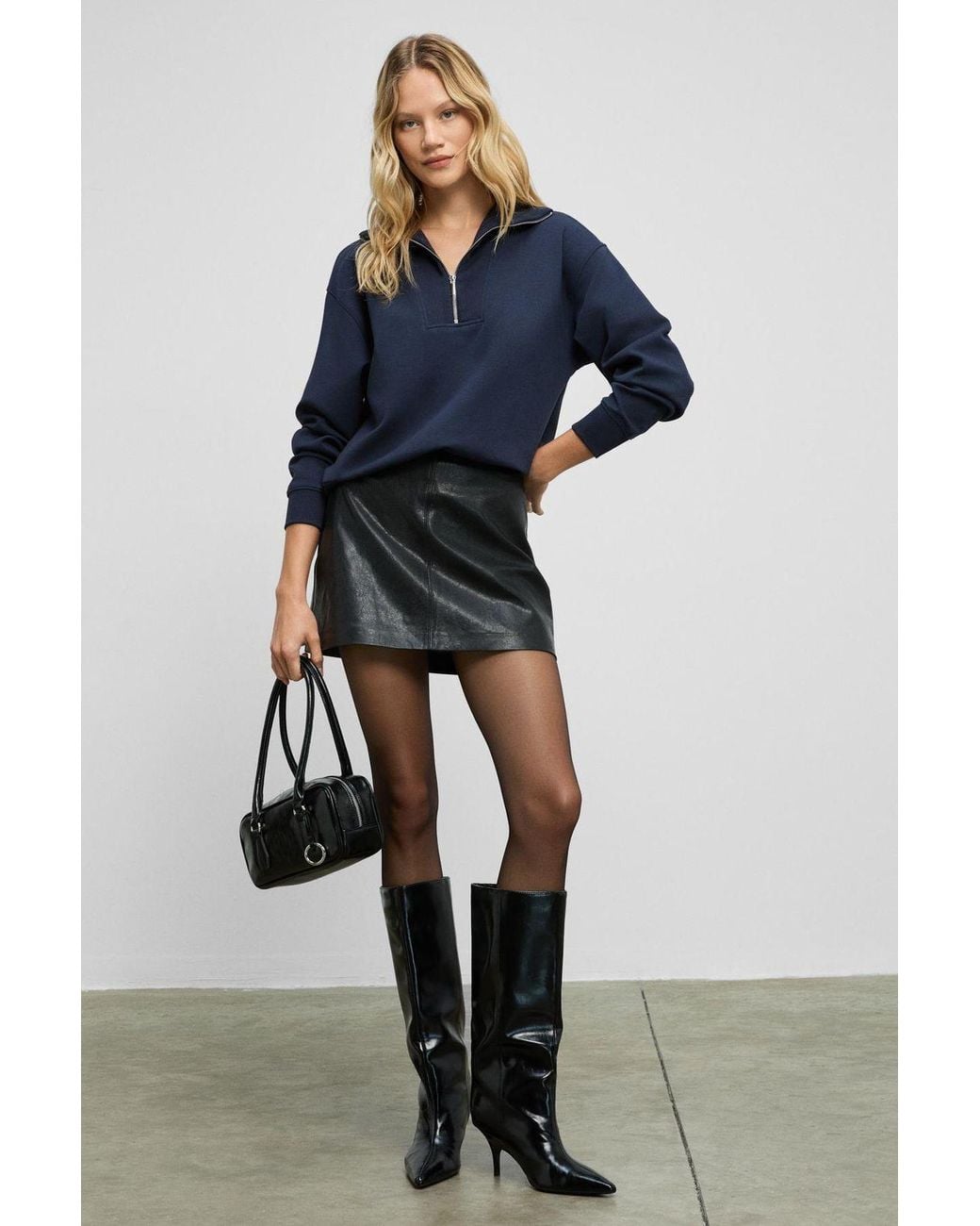Grimelange Blue Half Zip Regular Sweatshirt