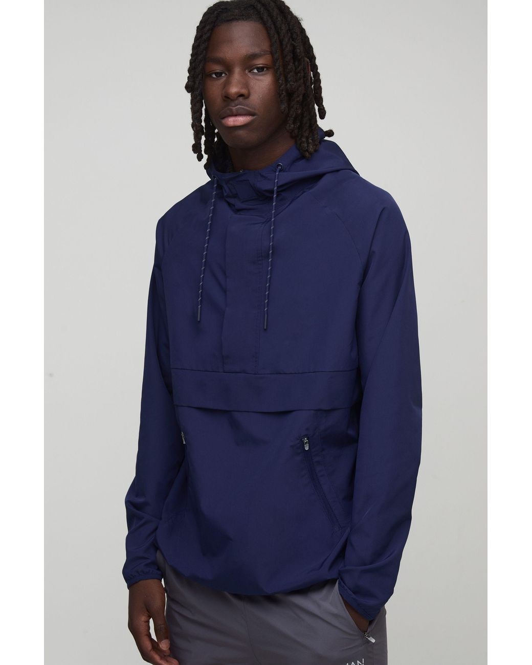 BoohooMAN Blue Active Gym Regular Fit Windbreaker for men