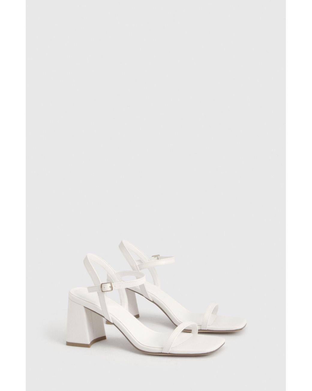 Boohoo White Mid Block 2 Part Heels