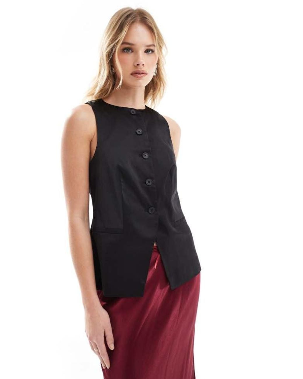 ASOS Black Satin High Neck Waistcoat