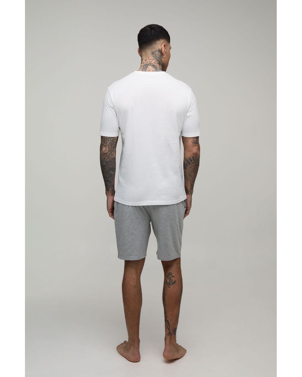 BoohooMAN Black Tall Regular Fit 2 Pack T-Shirt & Lounge Shorts Set for men