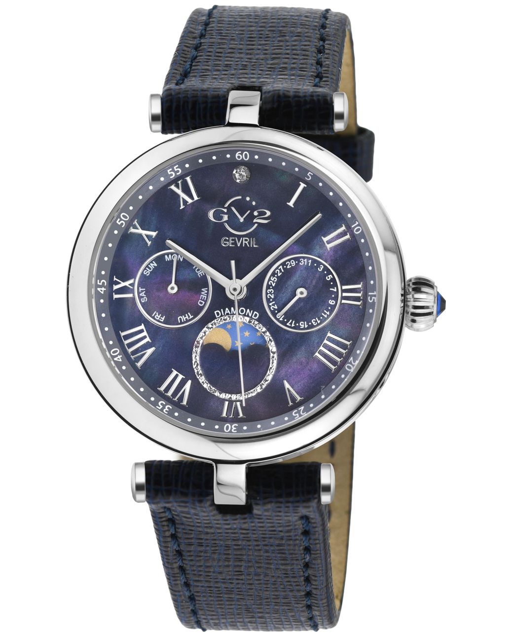 Gevril Black Gv2 Florence Mother Of Pearl Dial 12512.L Diamond Swiss Quartz Watch