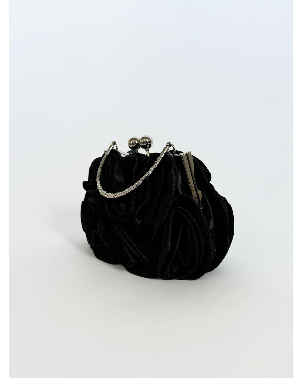 SVNX Black 3D Rose Clutch Bag