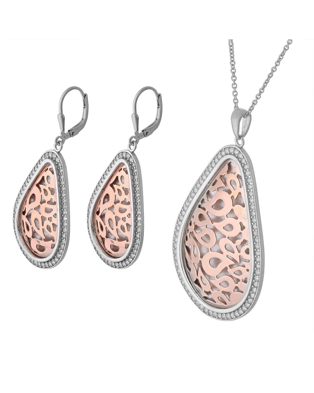 Orphelia Multicolor 925 Sterling Set: Chain-Pendant + Earrings