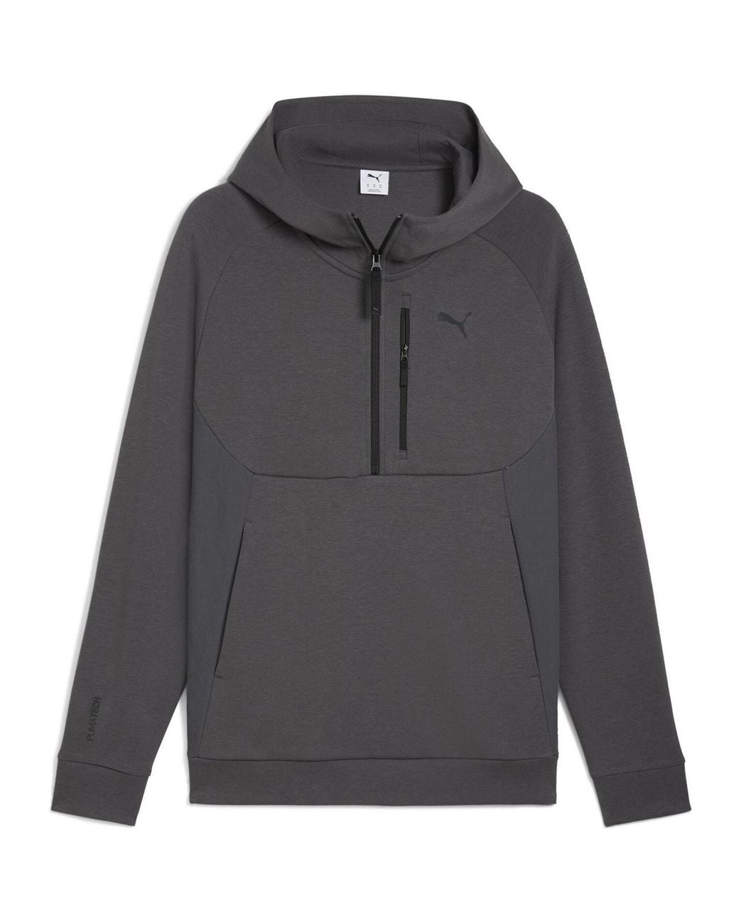 PUMA Gray Tech Half Zip Hoodie for men
