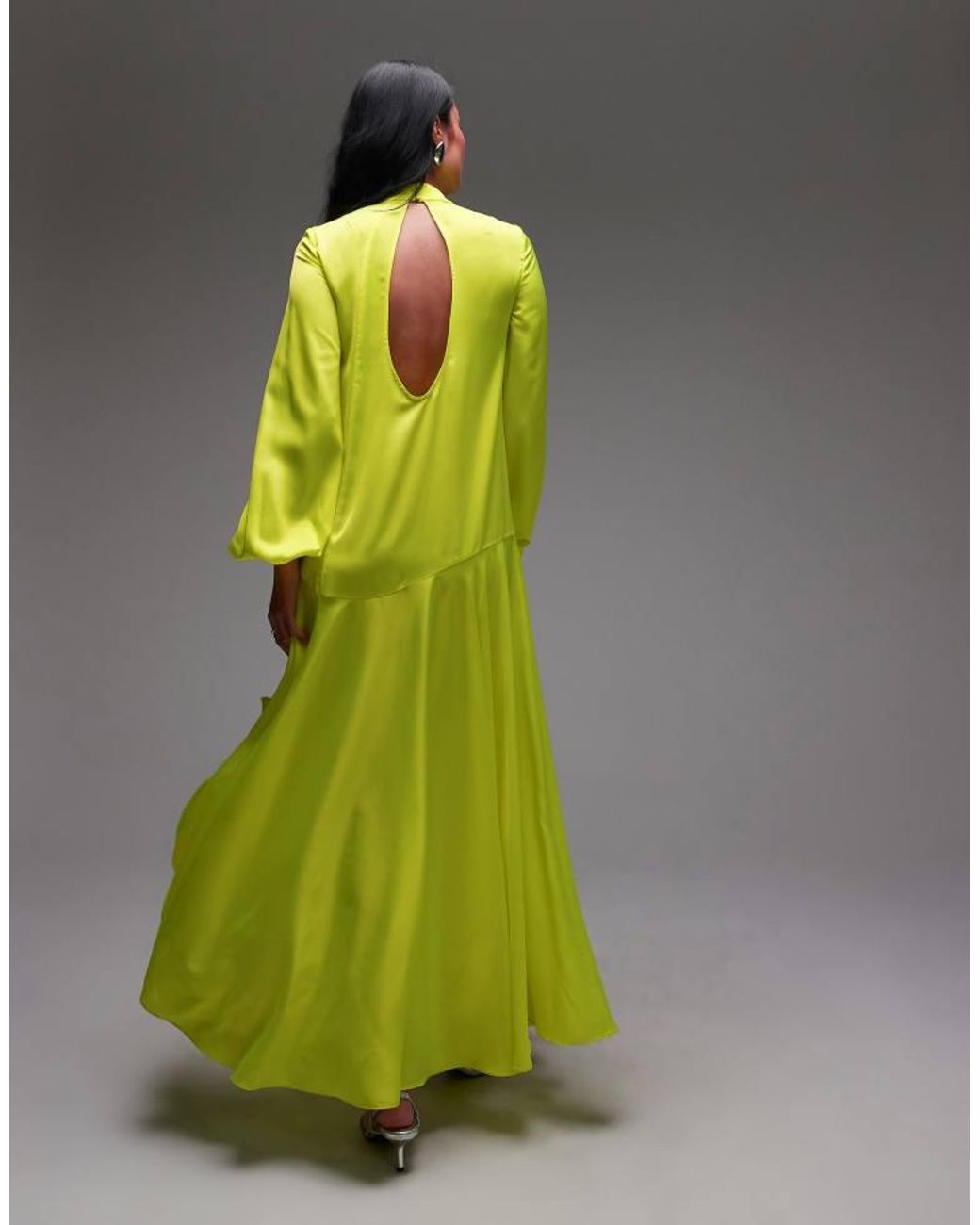ASOS Green Archive Satin Maxi Dress With Dropped Waist And Scarf Detail