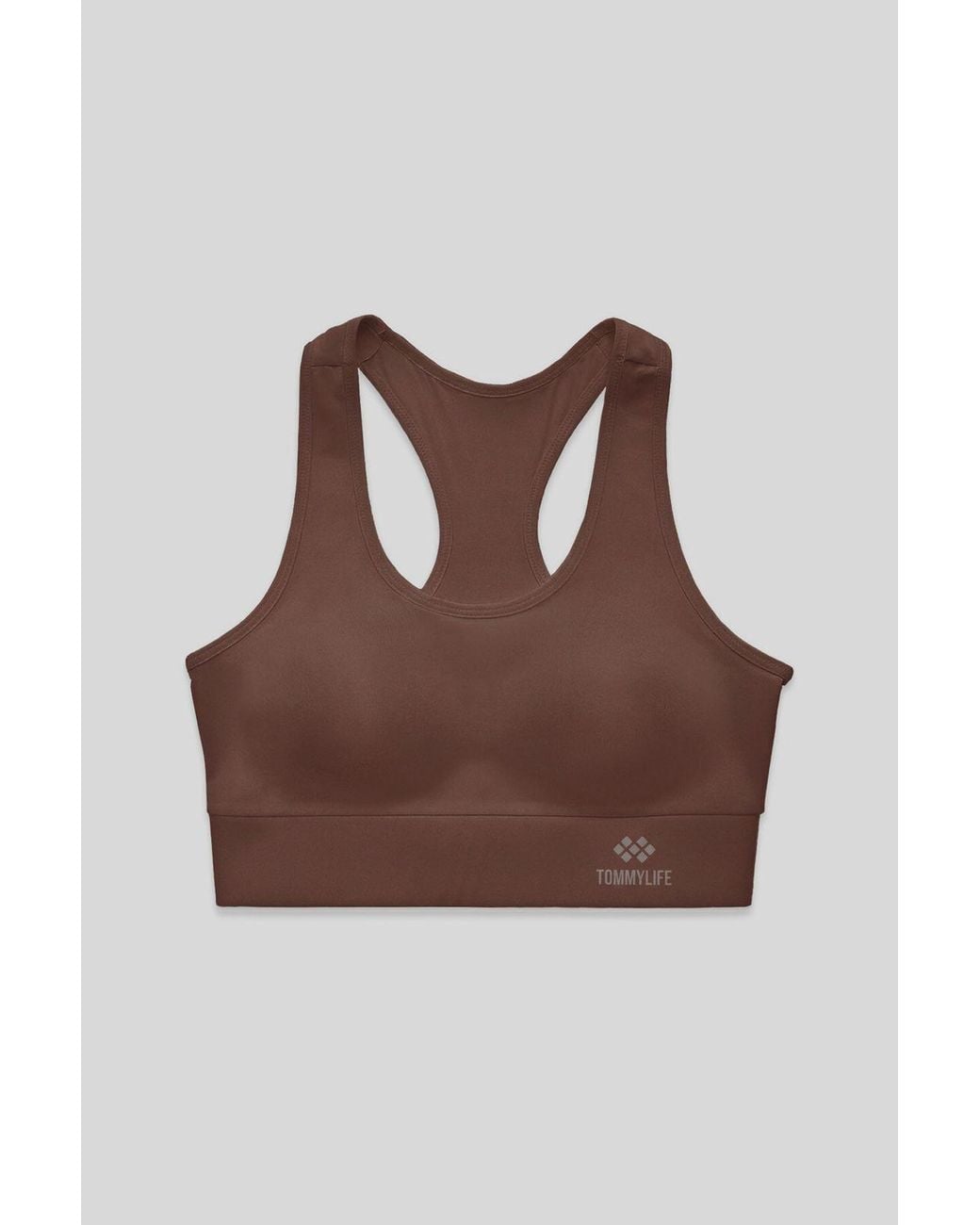 TOMMY LIFE Brown Sleeveless Cropped Fitted Sports Top