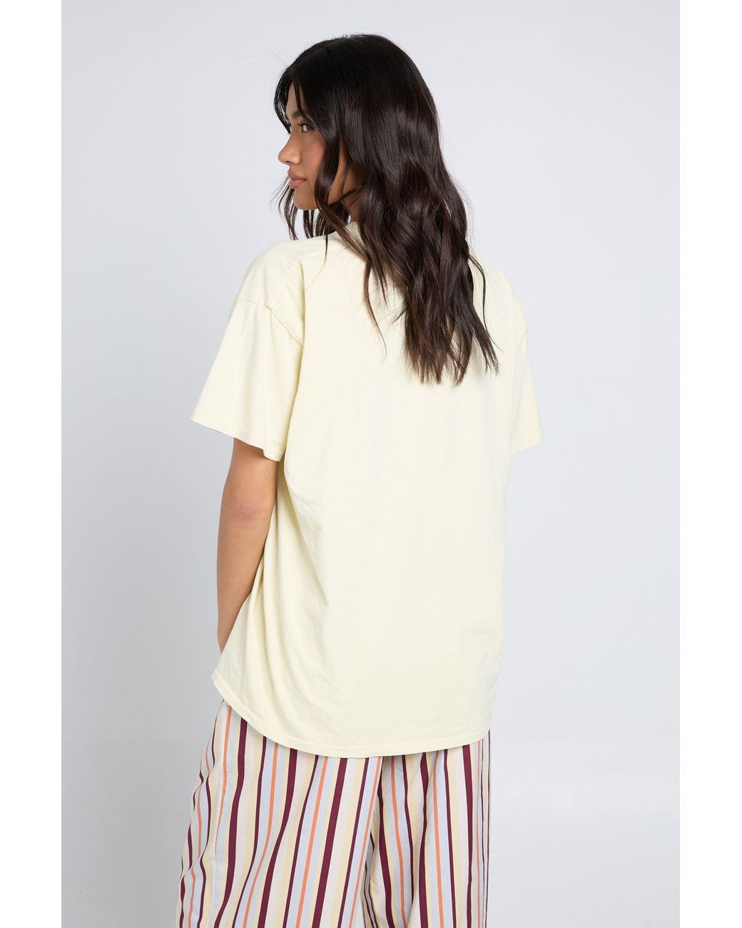 Boohoo White Hibisucs Printed Oversized T-Shirt