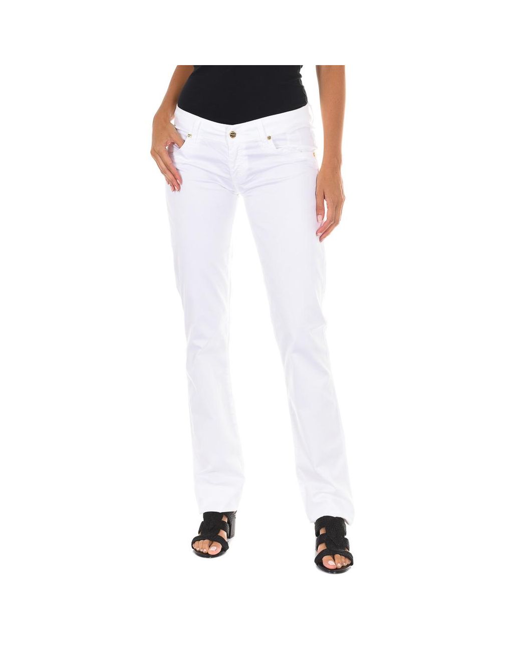 Met White Long Elastic Fabric Pants C011444-P084