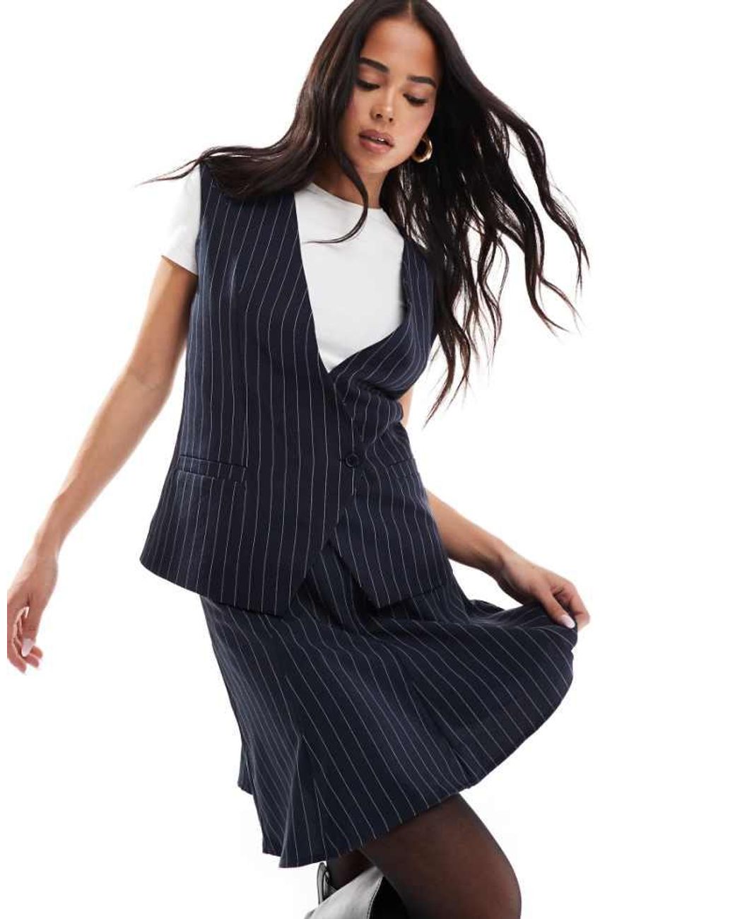 ASOS Blue Tailored Wrap Front Waistcoat