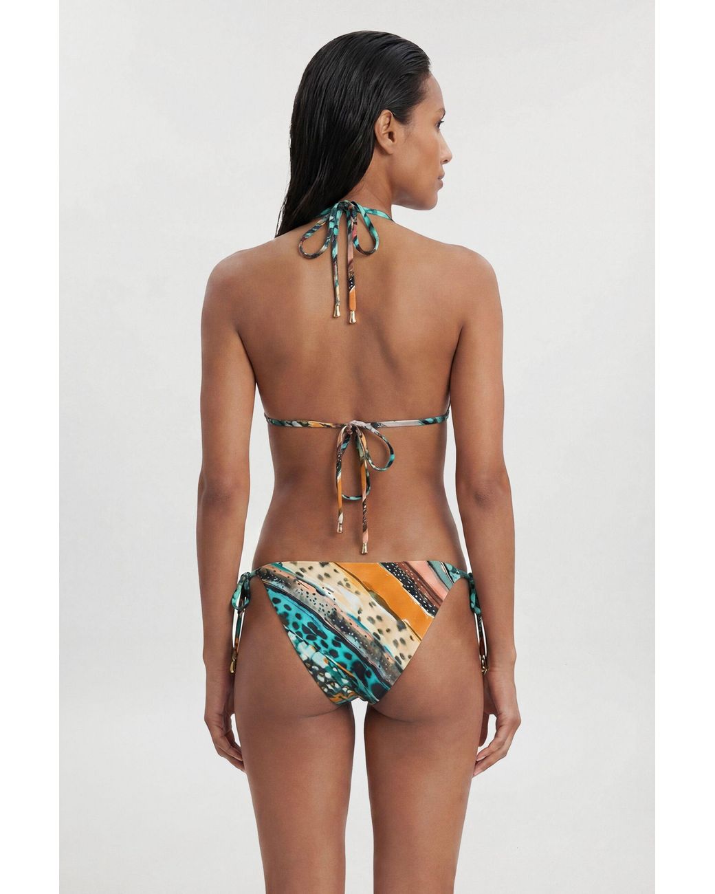 Karen Millen Multicolor Linear Animal Print Bikini Top
