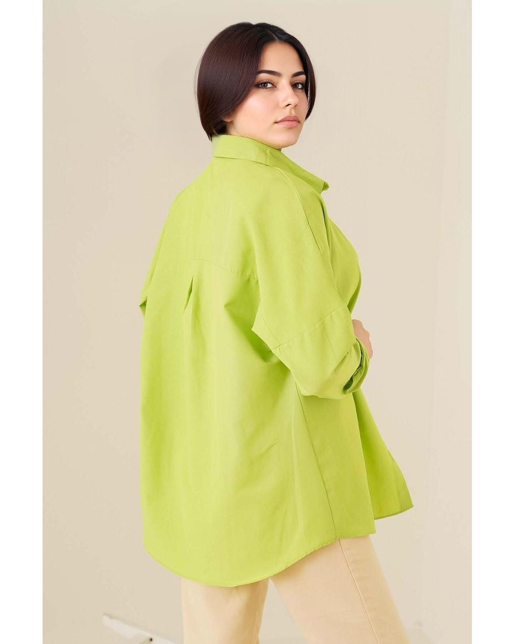 Bigdart Yellow Relaxed Fit Poplin Shirt With Button Closure