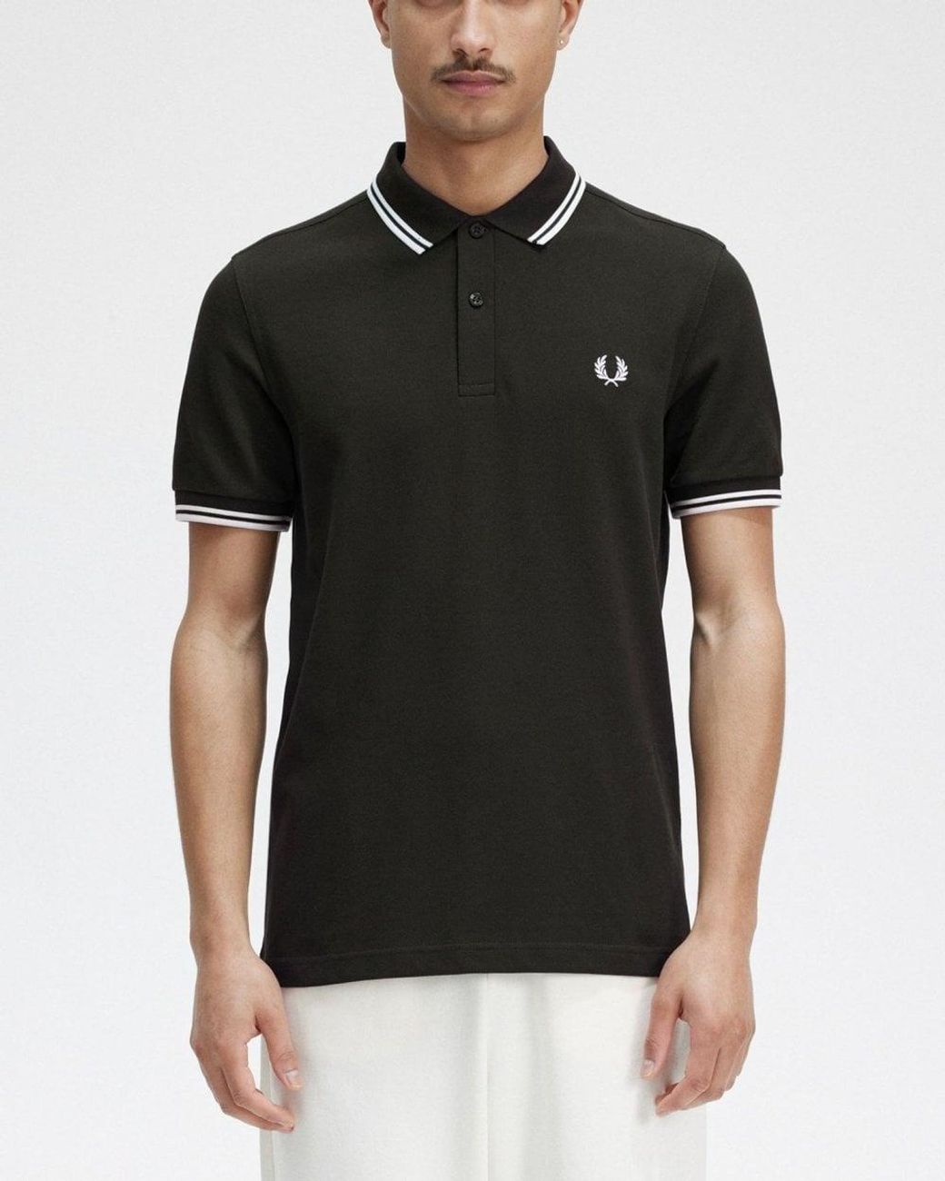 Fred Perry Black Twin Tipped Signature Polo Shirt Nos for men