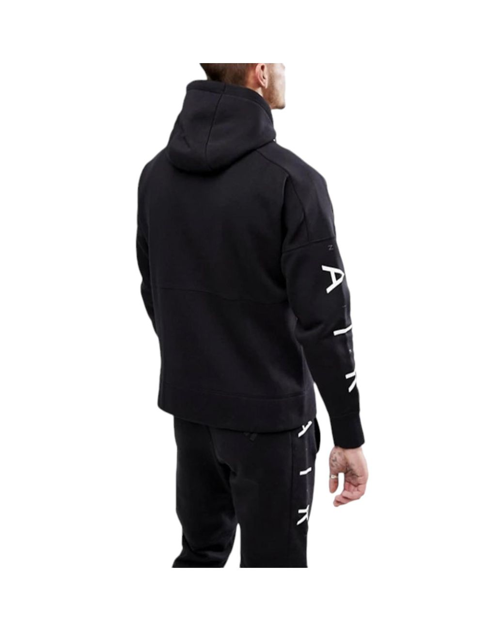 Nike Black Air 886044 Tracksuits Fleece Club Zip Arm Print Hoodie And Joggers for men