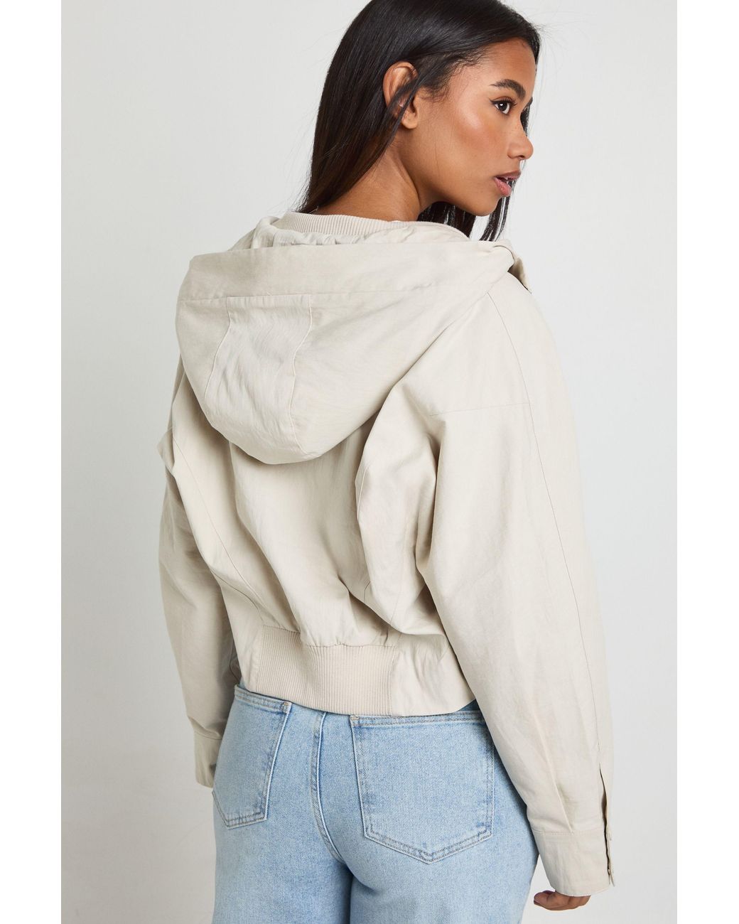 Boohoo Natural Zip Through Hooded Jacket