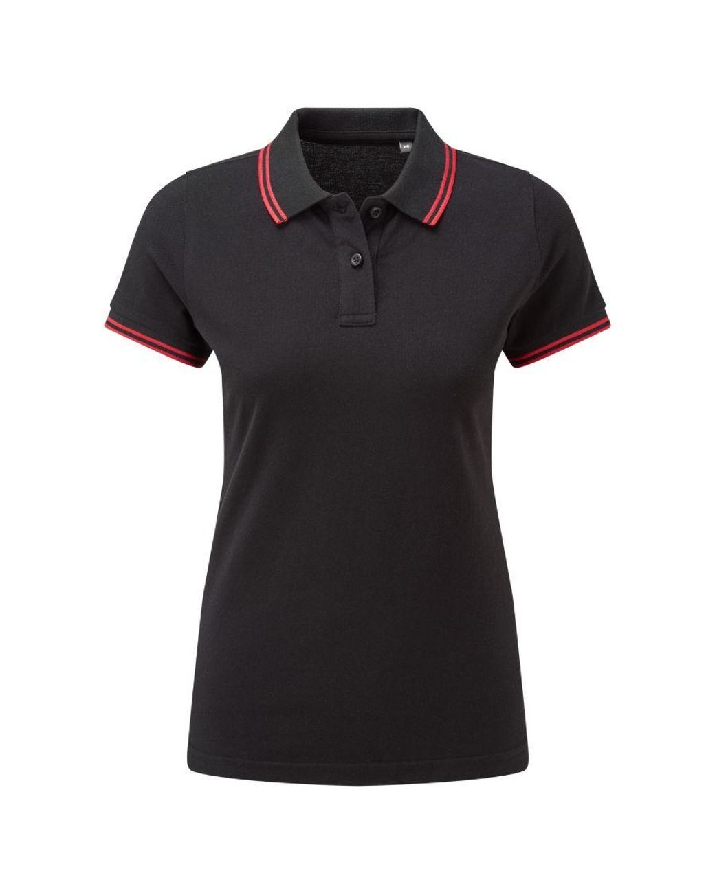 Asquith & Fox Black Ladies Classic Fit Tipped Polo