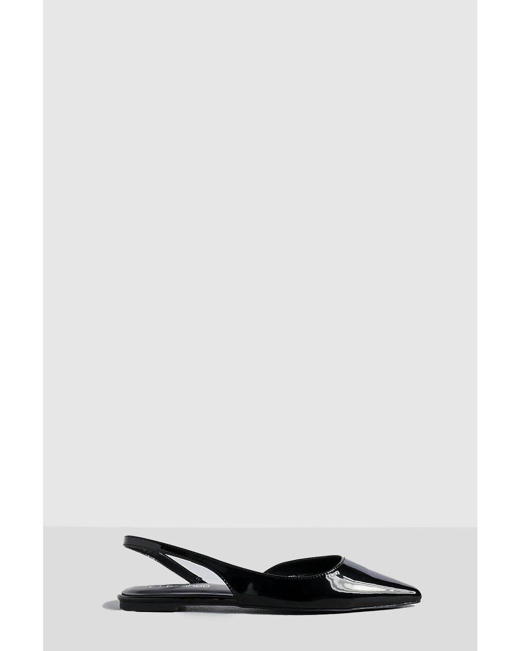 Boohoo Black Slingback Patent Pointed Flats